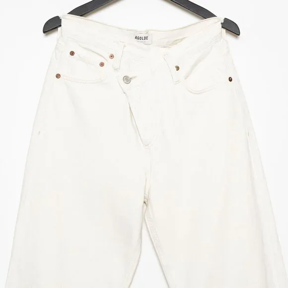 Agolde Criss Cross Upsized Organic Cotton Jean in Paste Off White Ivory - XS 24 - Picture 6 of 16